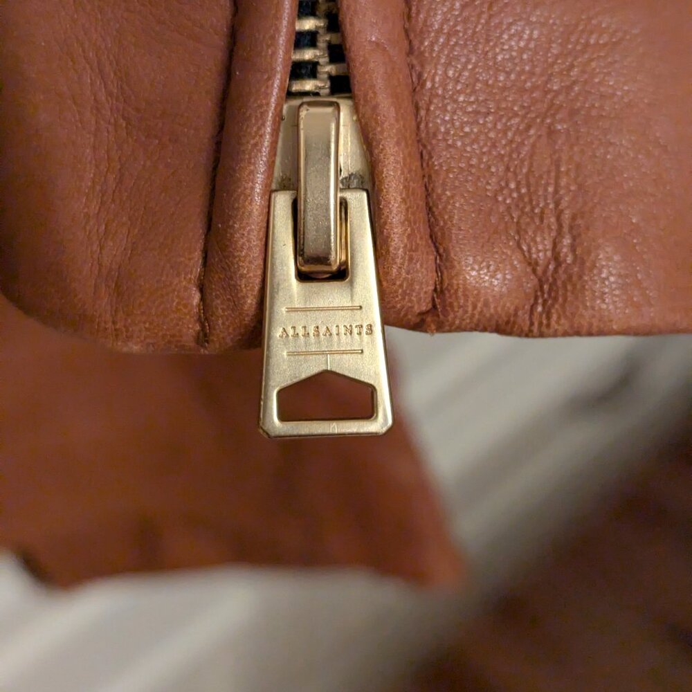 All Saints Dalby Leather Jacket Cognac Brown - Picture 5 of 7